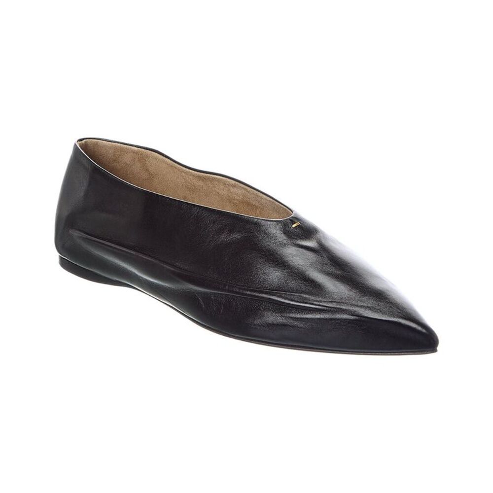 Jacquemus Miriam Leather Ballerina Flat, Black